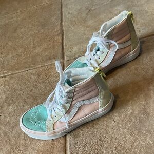 Vans Kids High-Top Sneakers - Mint Green and Peach